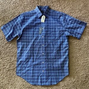 Daniel Cremieux Golf Button Up Shirt Mens Medium Classic Fit Blue Plaid NWT